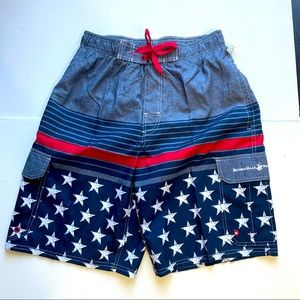 Mens Stars and Stripes Swim Trunk Small
